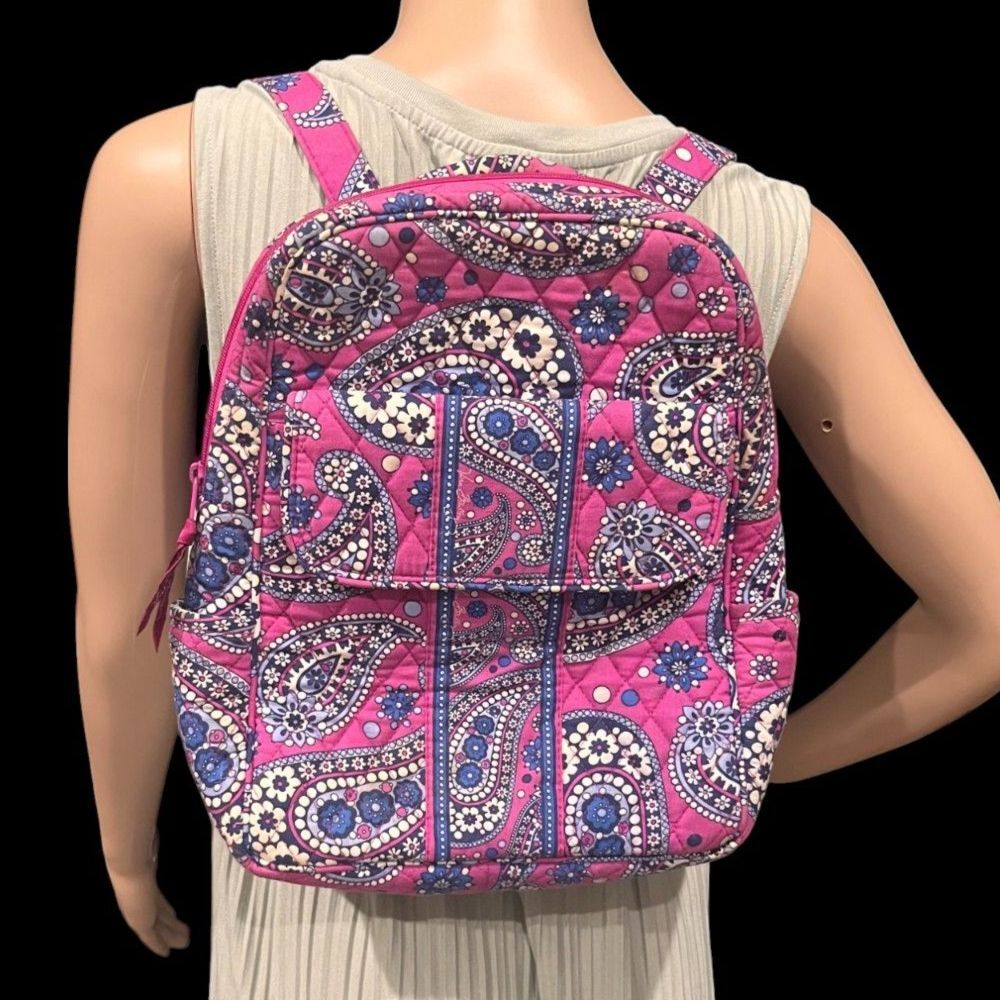 Retired Vera Bradley Cotton Backpack "Boysenberry Paisley" Pattern EUC
